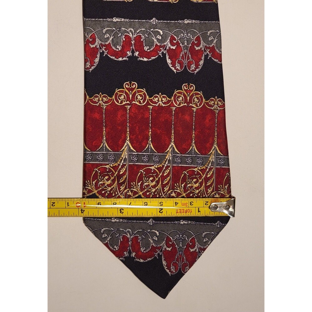 Men's Andhurst Mix Red Black NeckTie 100% Pure Silk - Picture 3 of 7